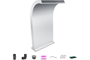 S-Shape Waterfall Spillway Ground Pool Fountain, LONGRUNNEW 304 Stainless Steel Outdoor Water Feature 24.13'' x 9.37'' x 15.39'' for Garden Decor, Landscape Accents & Patio Pond Water Feature-Large