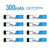 BETAFPV 8pcs 300mAh HV 1S Lipo Battery 30C 4.35V with JST-PH 2.0 Powerwhoop Connector for Tiny Whoop Blade Inductrix