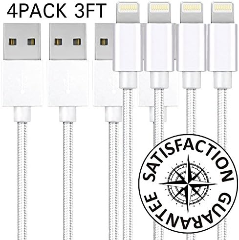 Vector Cables. Certified Braided Lightning Cable For iphone 6s, 6, 6Plus, 5SE 5s,5c, 5 Cable. This Lightning To USB Cable Is A Fast iphone Charging Cable Is Backed For Life(4 PACK 3.3 FT)