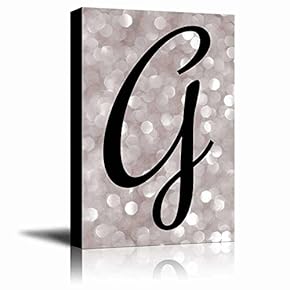 The Letter G in Brush Stroke Cursive on a Champagne Colored Bokeh Background - Modern Romantic Elegant Art - Canvas Art Home Art - 12x18 inches