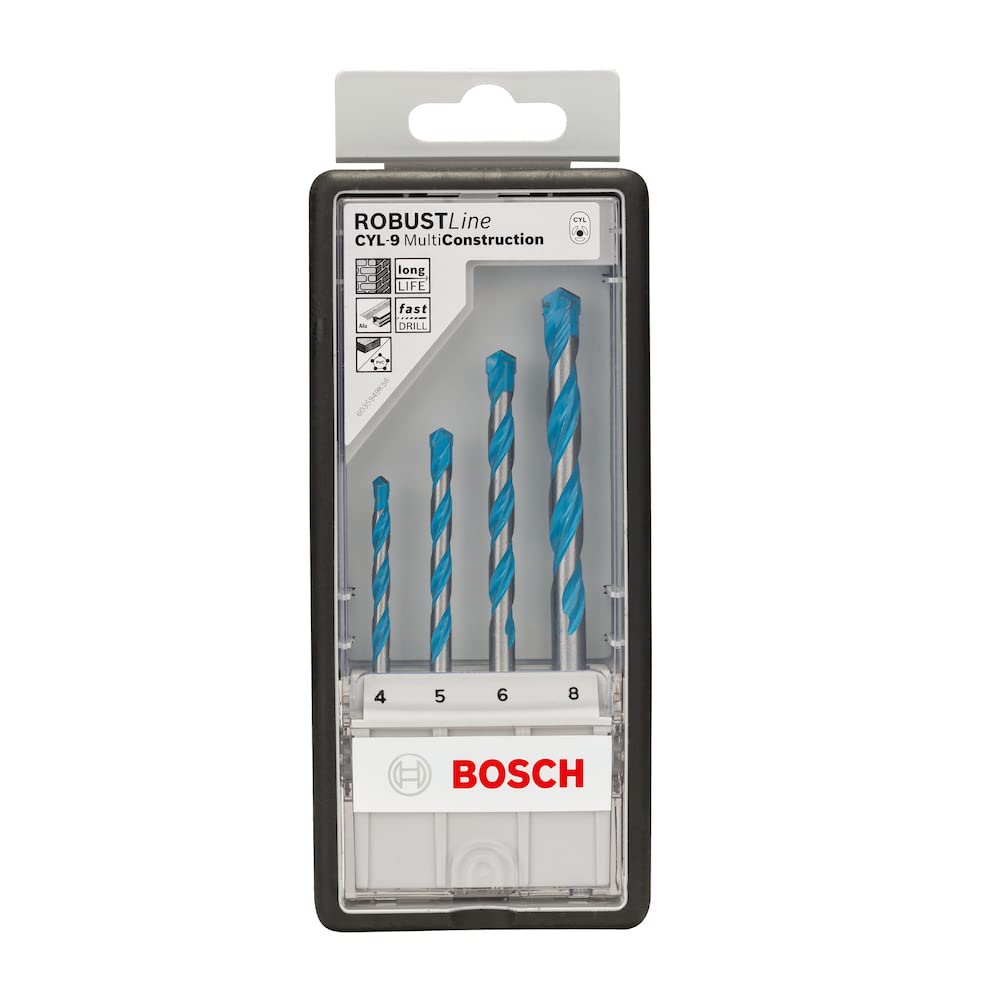 Bosch 2607010521 "Robust Line CYL-9" Multi-Purpose Drill Bit-Set, Silver, Set of 4 Piece