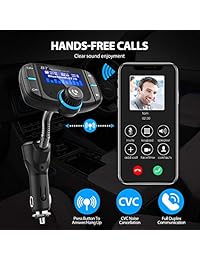 Transmisor Bluetooth Fm para automóvil, transmisor Bluetooth para automóvil Pantalla de 1,7 pulgadas, puertos USB dobles QC3.0   2.4A, entrada   salida AUX, reproductor Mp3.