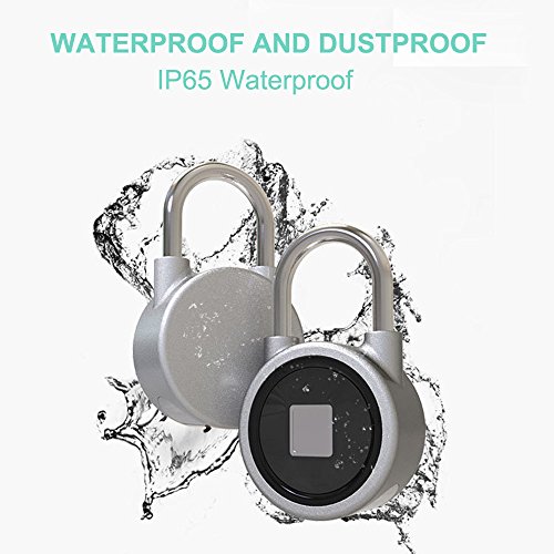 Rumfo Fingerprint Padlock, Bluetooth Connection Metal Waterproof, Suitable for House Door/Suitcase/Backpack/Gym/Bike/Office/APP is Suitable for Android/IOS Support USB Charging (Silver) - Thumbnail 6