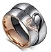 Titanium Stainless Steel Cubic Zirconia Wedding Band Set Valentine Engagement Promise Couple Ring