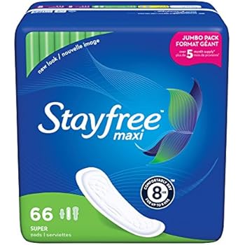 Stayfree Maxi Pads for Women, Super - 66 Count