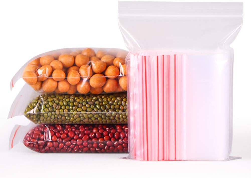 100Pcs Grip Seal Bags, Zip Lock Bags, Freezer Food Bags Apply to Christmas Candy/Cookies/Lollipop/Household Sundries/Kitchen Storage 4 * 6cm