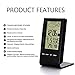 Fineed Mini Indoor Humidity Gauge, Temperature and Humidity Monitor, Digital Alarm Clock Snooze Calendar and Home Weather Station, Large LCD Display (Black)
