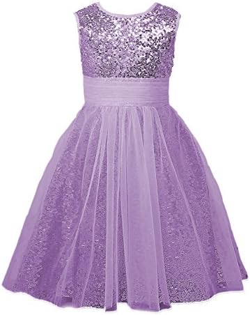 Mermaidtalee Sequin Baby Flower Girl's Dresses Occasion Dresses Long Size6 Purple