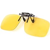 BLUE CUT Clip on Polarized Night vision Glasses Flip up Sunglasses UV-400 to Wear Over prescription Glasses for night driving