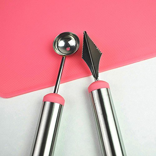 Aolvo Fruit Garnish Kit, Fruit Slicer DIY Salad Tool Ice Cream Spoon Seed Remover Kitchen Essential Tools With Apple Cutter Corer, Watermelon Slicer,Citrus Peeler,Forks,Chopping Board and More(9 PCS) - Thumbnail 2