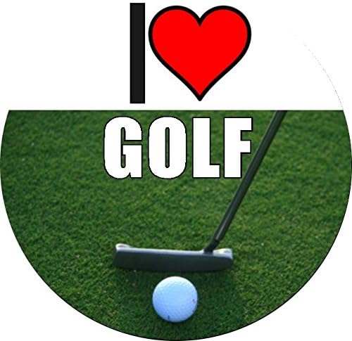 X24 1.5" I Love Golf Cup Cake Toppers Decorations on Edible Rice Paper