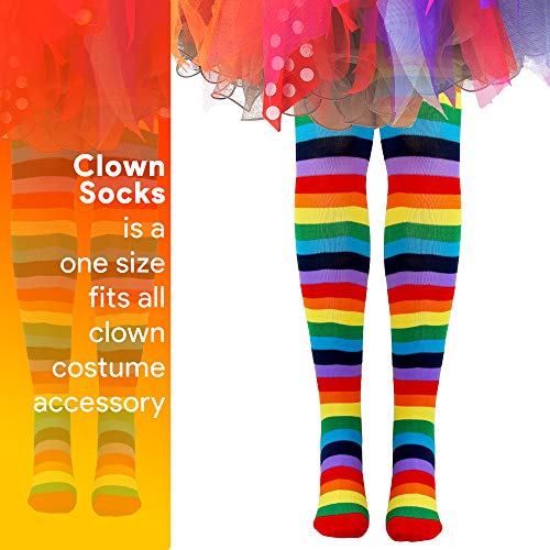 Skeleteen Colorful Rainbow Striped Socks - Over The Knee Clown Striped Costume Accessories Thigh Hig - //coolthings.us