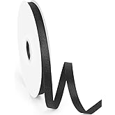 Isaspire 3/8" Width x 50 Yards Grosgrain Ribbon, Thin Black Ribbed Ribbon for Gift Wrapping, Hair, Bows, Craft, DIY, Swags, Wedding, Valentine's Day, Christmas and Halloween Party Decoration