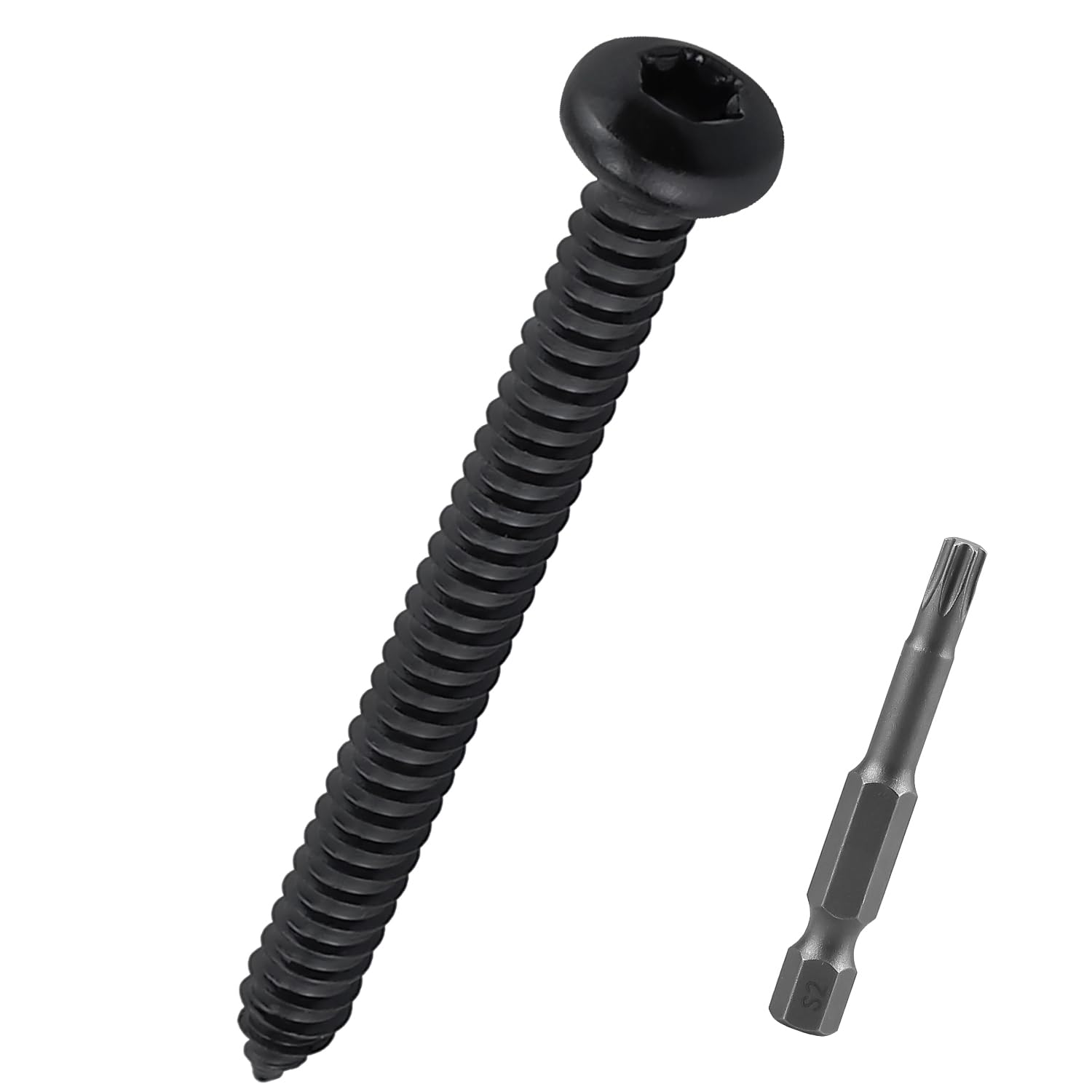 Photo 1 of #14 x 3 (25 Pack) Torx Pan Head Sheet Metal Screws Black, Stainless Steel 304 (18-8), Rounded Head Self Tapping Screws for Wood & Metal, Includes Bit