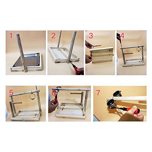 Borange Parrots Playstand Bird Playground Wood Perch Gym Training Stand Playpen Bird Toys Exercise Playgym for Electus Cockatoo Parakeet Conure Cockatiel Cage Accessories Exercise Toy (Include a Tray) - Thumbnail 3