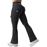 YEOREO CoreFlex Women Workout Flare Leggings with Pockets Hidden Scrunch High Waisted Cargo Gym Yoga No Front Seam Leggings
