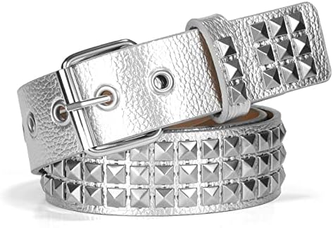 Namzi Punk Leather Belt,Women Men Goth Pyramid Studded Square