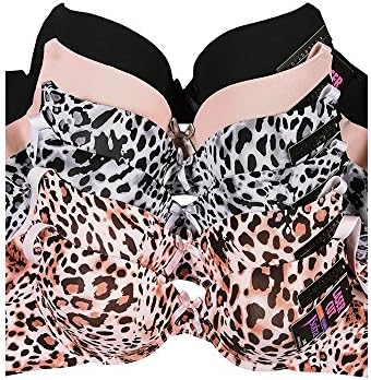 Qraftsy Women Solid and Leopard Print Laser Cut Molded Bra - 6 Pack (36C)