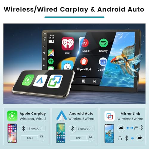 Android 15 Car Radio for Peugeot 208/2008 2012-2018 with 2G+64G, HiKity Carplay Wireless Android Auto 10.1 Inch Radio with GPS, WiFi, Bluetooth, Mirror Link, FM/RDS, MIC, SWC, Backup Camera