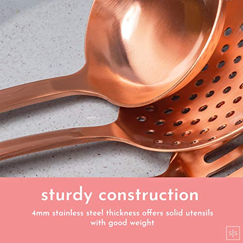 Rose Gold Kitchen Utensils Sturdy Copper Utensils Set Includes Copper