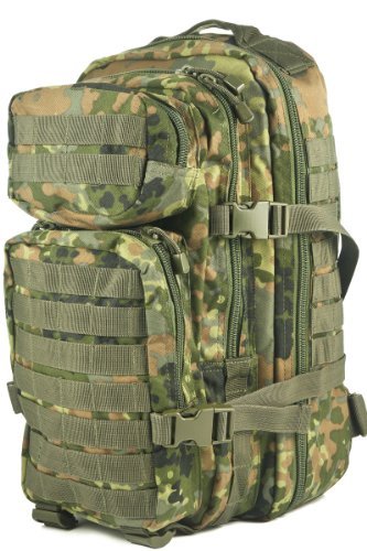 Mil-Tec Military Army Patrol Molle Assault Pack Tactical Combat Rucksack Backpack Bag 20L Flecktarn Camo
