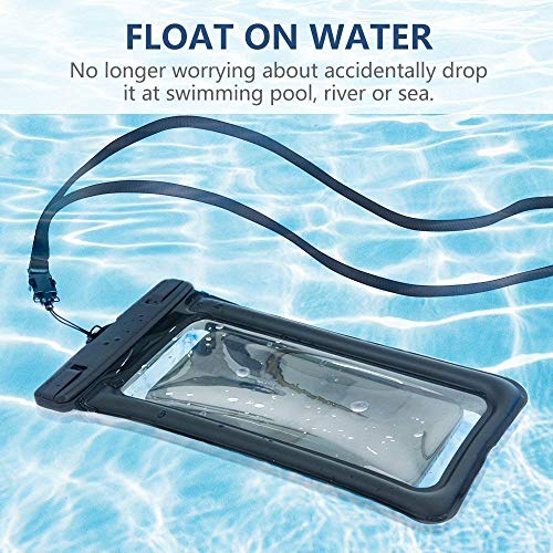 MQOUNY Waterproof Phone Pouch,2 Pack Floating Waterproof Case Waterproof Phone Case IPX8 Available TPU Clear Dry Bag for iPhoneXs/Xs Max/XR/8/8plus/7/6s/6/6s Plus Samsung up to 6.5" (Black-Black)
