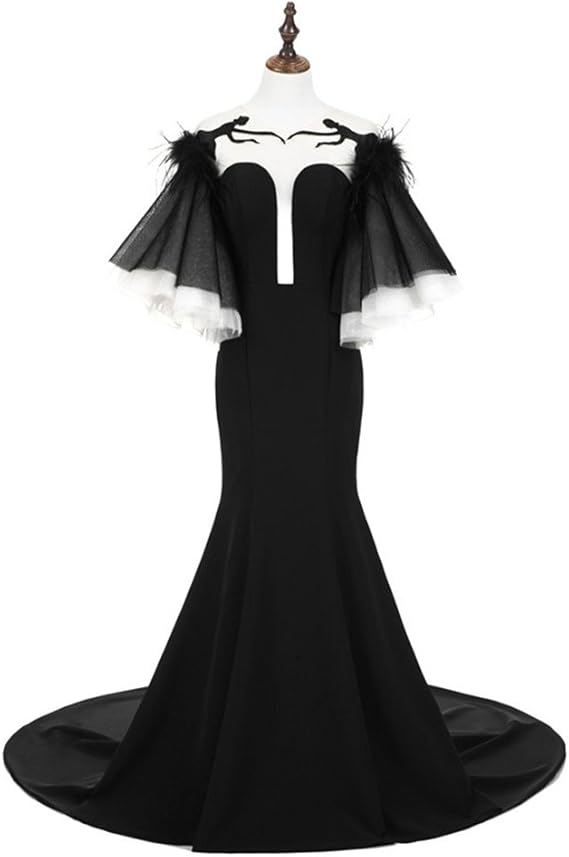 黒タフタトレーン マーメイドプロムドレス トランペットバックレースファスナー パーティーガン 発表会のドレス 黒 8 パーティードレス 通販 Amazon