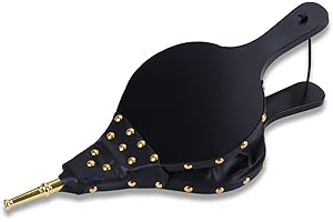 foedo Bellows for Fire Pit,17"x 7.5" Bellows for Wood Stove Camping, Fireplace Blower with Hanging Strap,Cast Nozzle Fireplace Bellows Indoor(Black)