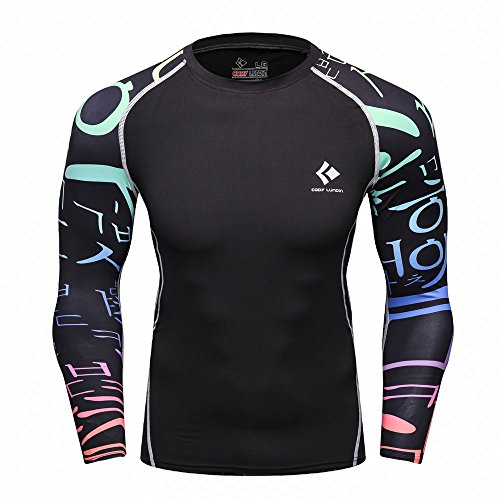 Joyful Sport MT116 Tight Compression Shirt Top Base layer Pattern Long Sleeve For Sports Fashion (M)