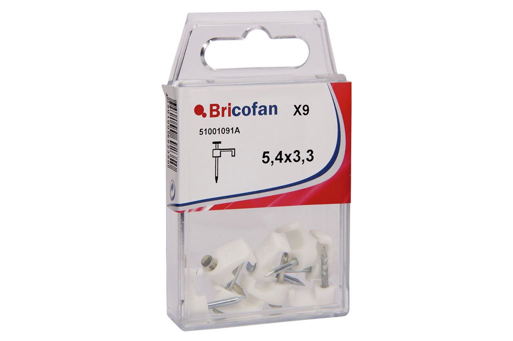 CoFan 51001091 A – Pack of 9 Flat Cable Staples (Plastic, 5.4 x 3.3 mm)