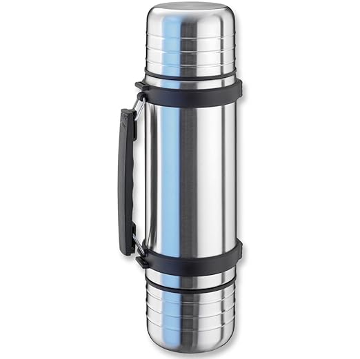 Isosteel Duo Vacuum Flask 1.0 L 18/8 Stainless Steel with Screw Cap and