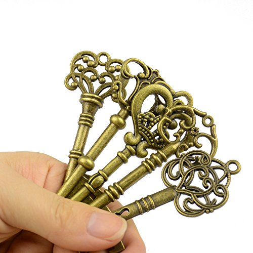 image for Makhry Wedding Favor Gift Set Mixed 15 Extra Large Skeleton Key Bottle