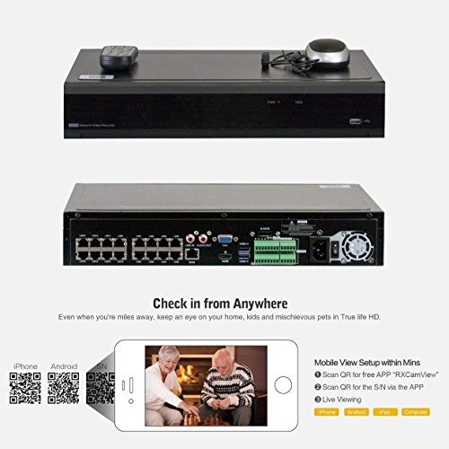 GW 16 Channel H.265 4K NVR 5MP IP Network PoE PTZ Camera System, 16pcs 5MP 1920p PoE 4X Optical Pan Tilt Zoom Bullet Security Camera, 130ft Night Vision, 4TB Hard Drive Included