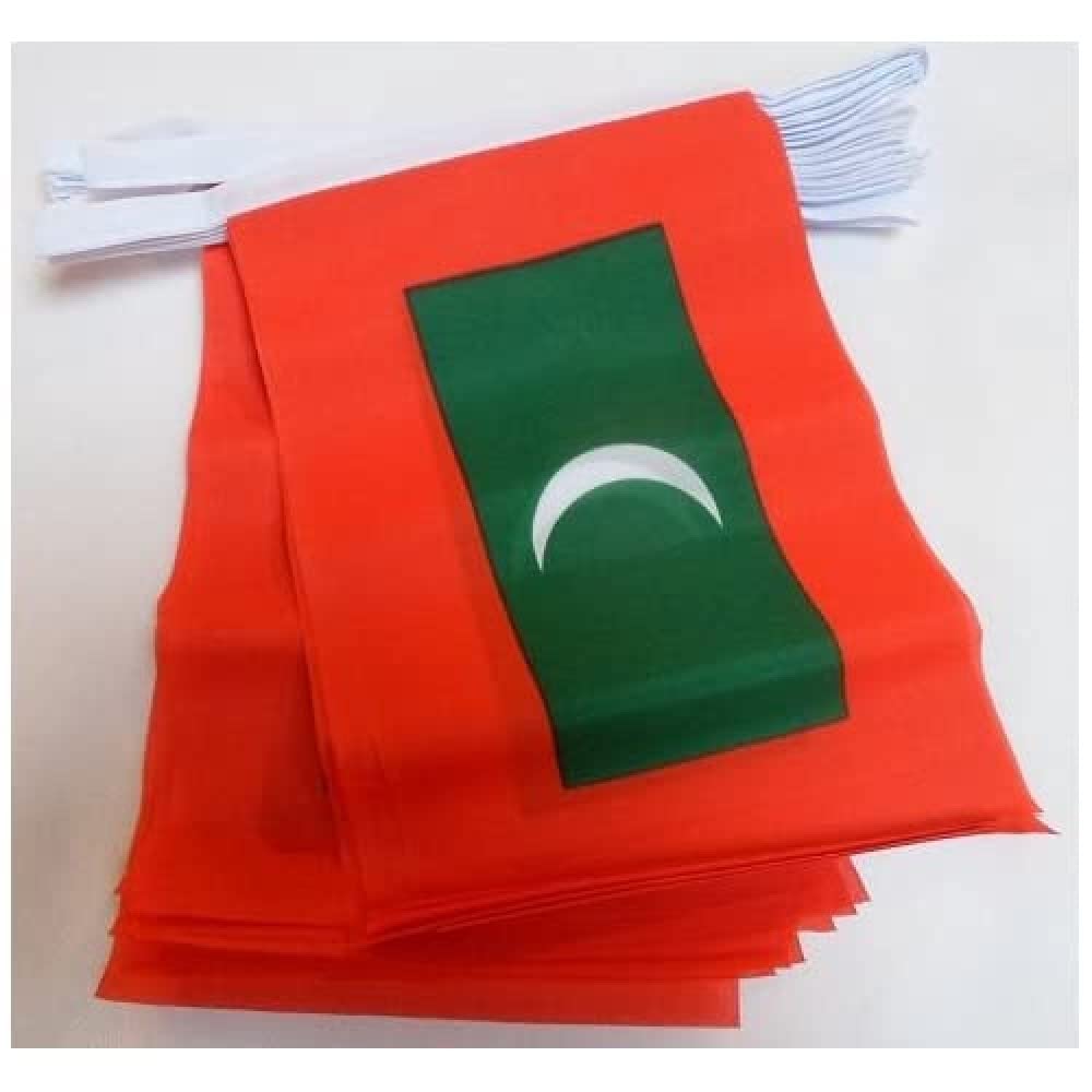 AZ FLAG Maldives Bunting Flag, 20 Ft Garland with 20 Small Maldivian Flags 8'' x 6'', 100% Polyester String Pennant, 6 meters — image 1