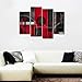 Wieco Art Large 4 Piece Red and Black with Circles Modern Abstract Artwork Giclee Canvas Prints Black and Red Pictures Paintings on Canvas Wall Art for Living Room Bedroom Home Decorations