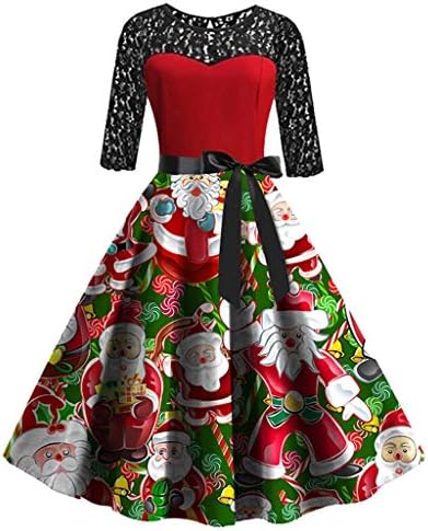 Liqiuxiang レース切替えワンピース クリスマス パーティードレス 大きいサイズ 結婚式 レース レディース イブニングドレス 演奏会 ドレス ワンピース 二次会 コンサート 赤