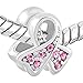 LovelyCharms 925 Sterling Silver Breast Cancer Awareness Pink Beads Fit Bracelets