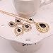 OUFO Jewelry Set for Woman Girls Rose Gold Necklaces and Earring Black Crystal Teardrop Pendant Elegant Charm Necklace Sets Gifts (2241)