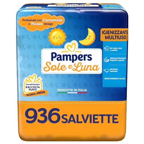 Pampers SALVIETTE Sole e Luna Salviette, Profumate con Camomilla e Nuovo Design, 936 Salviette