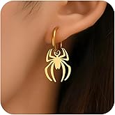 Halloween Spider Earrings for Women Gothic Hoop Earrings Stainless Steel Punk Spider Earring Costume Cosplay Party Supplies Jewelry Gift