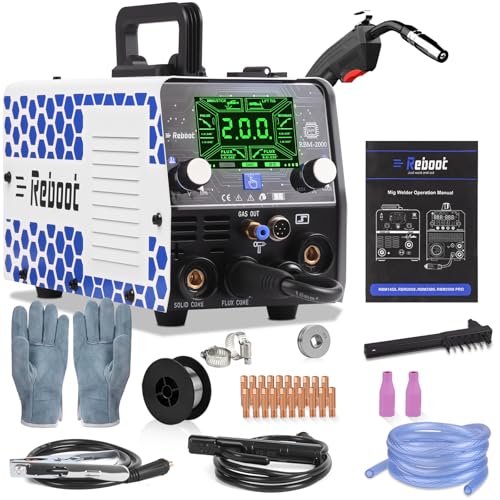 Reboot MIG Welder 5 in 1 200A Synergistic - MIG MAG with/without Gas, Lift TIG, MMA, Points - Aluminium Welding - 240V Portable for DIY Workshop - RBM2000G