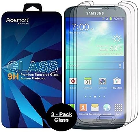 [3 Pack] Galaxy S4 Screen Protector [Tempered Glass] Aosmart Screen Protector with [Retail Packaging] [9H Hardness] [Shatter Proof] [Scratch Resistant]
