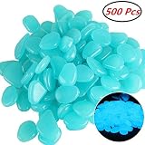 ASIBT 500 Pcs Glow in the Dark Stones,Garden Pebbles Rocks for Outdoor, Walkway, Window, Yard Grass, and Fish Tank Decoration(Blue)