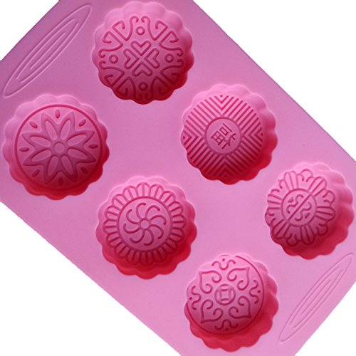 Yunko 6 Cavity Mooncake Silicone Chocolate Muffin Cupcake Soap Mold Pan Round and Square (Sunflowers) - Thumbnail 2