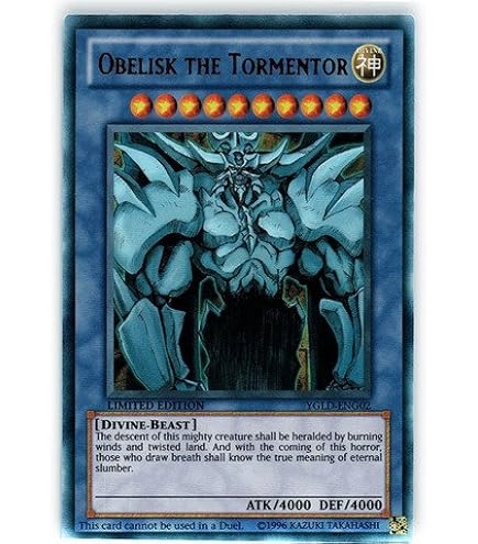 Yu-Gi-Oh! Set 3 Carte Ultra Rare: Slifer, Obelisk & Ra (YGLD-ENG01, 02, 03) Da Yugi's Legendary Decks