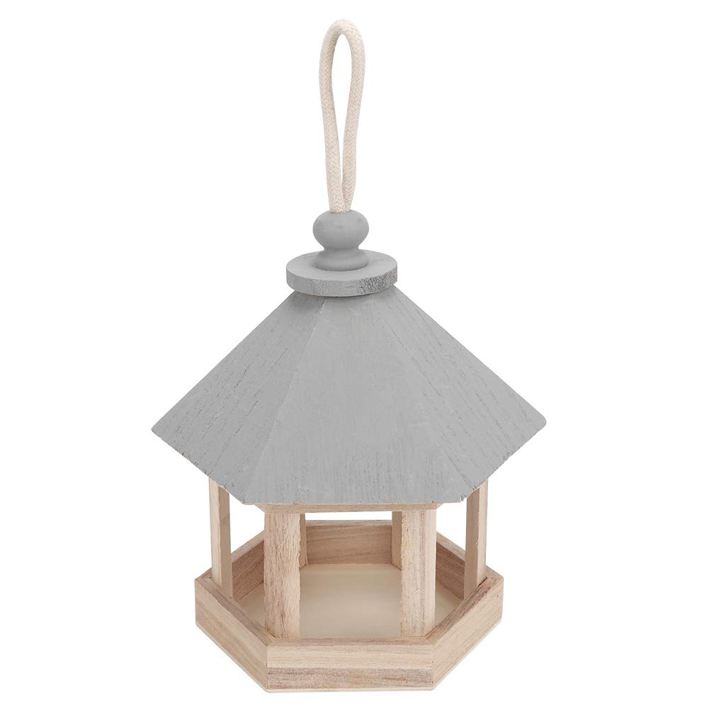 Wooden Bird Seed Feeder, Outdoor Hanging Porch Garden Feeding Station, Safe Shelters for Birds, for Roof Garden Tree Patio Decorative Birdhouse Accessories