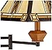 Robert Louis Tiffany Walnut Mission Collection Tiffany Style Swing Arm Wall Lamp Wood Finish Plug-in Light Fixture Dimmable Stained Glass for Bedroom Bedside House Reading Living Room Home Hallway