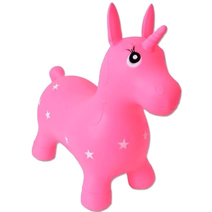 TE-Trend Kinder Baby Hopser Hüpftier Einhorn Pferd Hüpffpferd bis 50kg belastbar rosa SGS geprüft Pumpe