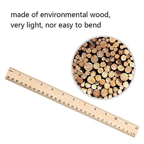 ASIBT 30 Pack Wooden Rulers Student Rulers Wood School Rulers Measuring Ruler Office Rulers,2 Scale,30 cm and 12 Inch - Thumbnail 5