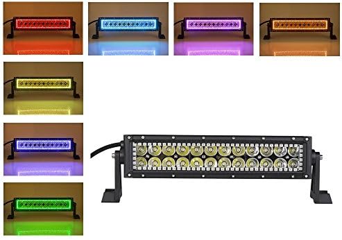 NKLighting 72w 12" Led working light bar with color changing RGB halo ring IP68 waterproof Headlight Driving Fog 4WD Boat ATV offroad With Mounting Bracket+ 1x Free Swicth wireharness